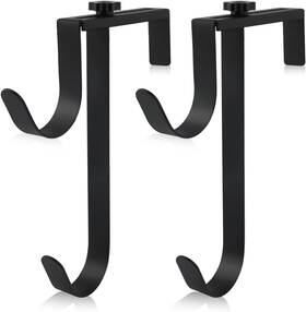 B22191 Aiex 2pcs Double Pool Pole Hooks Adjustable Thickened Panel Rustproof Black