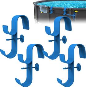 Pool-03-4pc-blue Aquajoyer Poolside Pool Leaf Skimmer Net Holder Above Ground Pole Hanger Blue