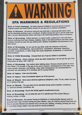 4515ws1218e Aquatic Technology Inc Spa Rules Warnings Sign 12 Inch X18 Plastic Wall Facilities