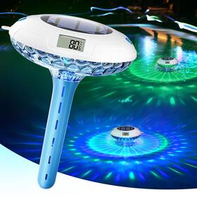 220-bd-blue-15 Baldr Pool Thermometer Floating Easy Read Solar Ponds Thermomter With 8 Rgbw Color