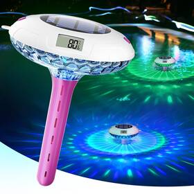 220-bd-purple-15 Baldr Pool Thermometer Floating Easy Read Solar Ponds Thermomter With 8 Rgbw Color