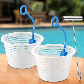 Lif-dunkive-0641 Brand Dunkive 2pcs 8 Inch Pool Skimmer Basket With Handle Universal Swimming Plastic Blue