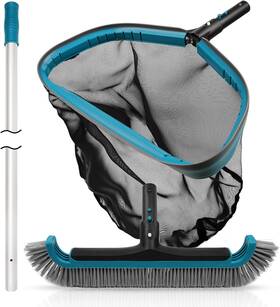 Ig001 Brand Poolwhale Swimming Pool Cleaning Kit - Aluminum Frame Skimmer Net With 10ft