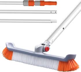 Dns123 Buyplus Swimming Pool Brush With Pole - 19 Inch Polished Nylon 16ft Orange