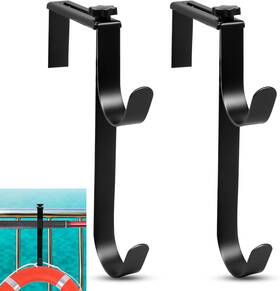 Ma0424 Canipha 2pcs Adjustable Pool Pole Hanger Double Hooks For Poles Mental Black