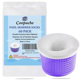 Coopache 771077341913 60-pack Of Pool Skimmer Socks - Filters Baskets Skimmers White