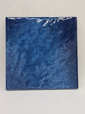 Fujiwa 032923094219 1pc Vintage Cobalt Blue Gloss Swimming Pool Ceramic Tile Frost Free 6 Inch X6