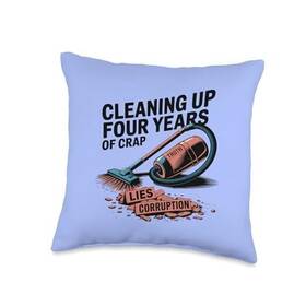 8bg2zcmfceyus Funny Cleaning Up Four Years Of Crap Gifts Apparel Trump Vacuum Cleaner Election Throw Pillow