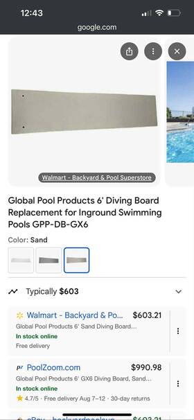 Gpp-db-gx6-g Global Pool Products 6ft Grey Diving Board Replacement For Inground Swimming