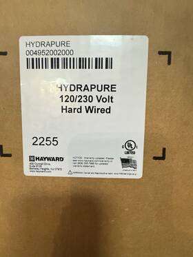 Hayward 004952002000 Haywardhydrapure Uv And Ozone System Corded 120v-240v Pn