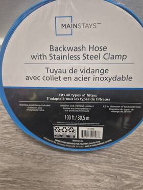 11-24-011 Mainstays 1.5 Inches X 100 Ft Backwash Hose With Stainless Steel Clamp New