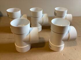 3p01 National Diversified Lot Of Five Nds 3 Inch Pvc Tee Drains