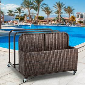Sf23770abr Patio Novagarden Poolside Float Storage Organizer Outdoor Wicker Rattan Pool Holder Sto