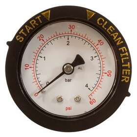 190059z Pentair Back Mount 0.25 Inch Mpt Pressure Gauge With Clean-dirty Indicator