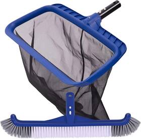 Poolaza 198168203118 Fine Mesh Pool Net And Brush Head Combo - Sturdy Skimmer With 17.5 Inch Navy Blue
