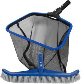 Pk150d Poolaza Aluminum Frame Pool Skimmer Net And 16.5ftft Brush Head Deep Bag