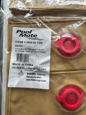 1-3809-20-tan Poolmate Lot Of 5 8ft Double Extra Heavy Duty 20 Gauge Tube Kit For Swimming Pool Tan