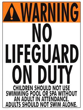 1003ws1824e Poolweb 18 Inch X24 Aluminum No Lifeguard Warning Sign