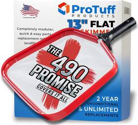 Pt-tc-13-flat-2yr Protuff Products Flat Pool Skimmer Net 2 Year 2yr 13 Inch Red