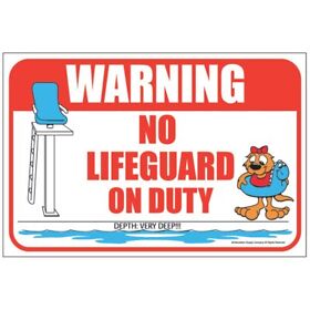 St-15 Rex Otter Pool Sign No Lifeguard 12 In. X 18 In