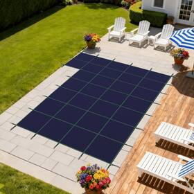 Sm-tfer2040l-6-fba Shademart Safety Pool Cover Inground Pools Hd Mesh 22x42 Left Step Navy