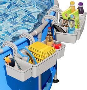 Pg045 Shapon 2pk Large Above Ground Pool Triple Storage Baskets Towel Toy Drink Snack Holder