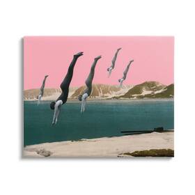Stupell Industries 196216670134 Surreal Swimmers Diving Modern Pink Sunset Landscape Design By Cassia Beck