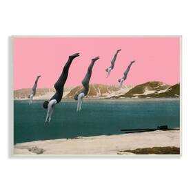 Stupell Industries 196216670219 Surreal Swimmers Diving Modern Pink Sunset Landscape Design By Cassia Beck