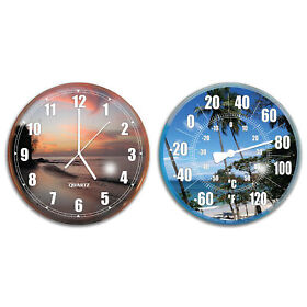 31798428 Swim Central 2 Yellow Blue Hydro Tools Pool Thermometer Wall Clock 12inch