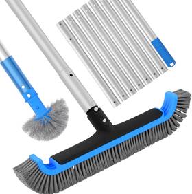 Wb0080 Tidymister 2 In 1 Multifunctional Pool Brush With 10 Ft 2-in-1 Poles Blue