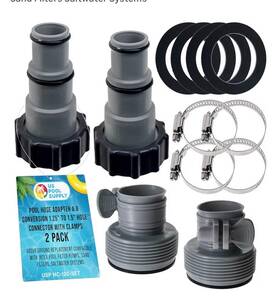 U.s. Pool Supply 840234535219 2 Pack Hose Adapter A B Conversion 1.25 Inch To 1.5 Connector With Clamps