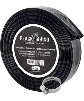 Bh-148b-100 U.s. Pool Supply Black Rhino 2 Inch X 100ft Backwash Hose Drain With Metal Clamp