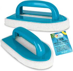 Bs-055 U.s. Pool Supply Hand-held Scrub Brush 2 Pack - Surface 3x7 Blue