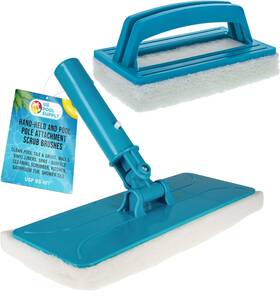 Bs-077 U.s. Pool Supply Hand-held And Pole Attachment Scrub Brushes 4x11 Blue
