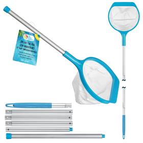 Ls-411 U.s. Pool Supply Skimmer Net 17 Inch And 48 Poles Deep Scoop Teal Blue
