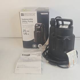 0955646 Utilitech Submersible Utility Pump Thermoplastic 25 Gpm 1/6 Hp Model