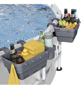 Pgo303 Vichtop Poolside Storage Basket 2 Pack Grey Organizer With Cup Holders 20lb