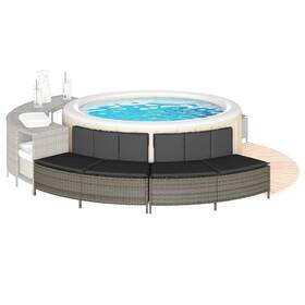 365617 Vidaxl Hot Tub Benches With Cushions 2 Pcs Gray Poly Rattan