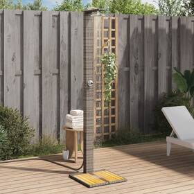 368207 Vidaxl Outdoor Shower Gray 19.7 Inch X21.7 X88.2 Poly Rattan And Acacia Wood