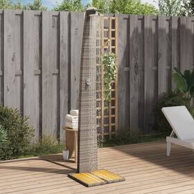 368210 Vidaxl Outdoor Shower Gray 21.7 Inch X23.6 X88.2 Poly Rattan And Acacia Wood
