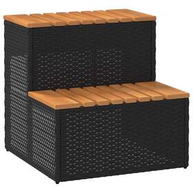 4103940 Vidaxl Hot Tub Step Black Poly Rattan 19.7 X 19.9 In