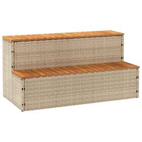 4103946 Vidaxl Hot Tub Step Beige Pe Rattan 39.4 X 19.7 19.9 In