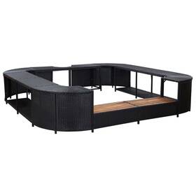 46073 Vidaxl Spa Surround Black Pe Rattan Powder-coated Steel Solid Acacia Wood