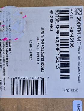 R0445106 Zodiac 1.5-hp 2-speed Motor For Phpf And Shpf Series