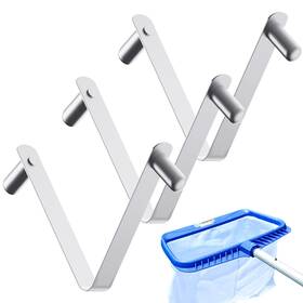 Clip001 Zzxker 3 Pcs Pool Brush V-shaped Clip Stainless Steel Universal Pole Silver