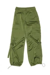 Aqua L7133 Women Olive Satin Bubble Cargo Pants Size Xs. Fixed Price $119.00.