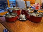 Tramontina Simple Cooking Nonstick 10-PIECE Cookware Set Red, New Without Box. Fixed Price $48.00.