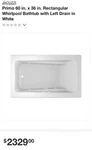 Jacuzzi Luxury Bath. Fixed Price $400.00.