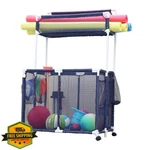 Essentially Yours Pool Toy Organizer Mesh Rolling Bin Blue/white. Fixed Price $104.99.
