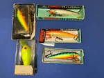 Vintage Lot 5 Fishing Lures Floating Rapala & 2 Other Nos New Box. Fixed Price $29.99.